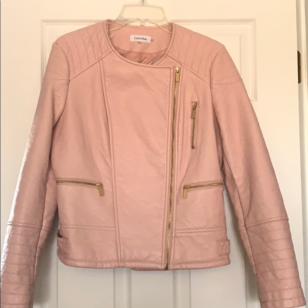 Pale pink faux  leather Calvin Klein jacket